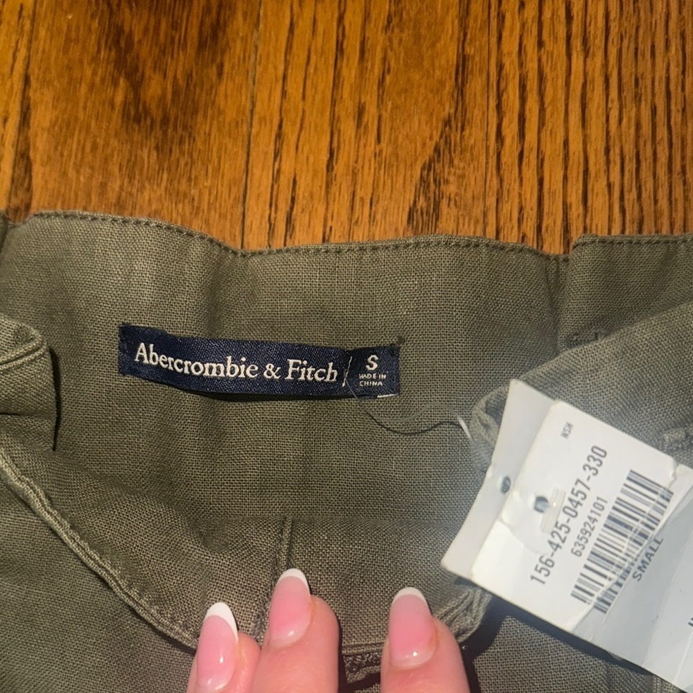 Abercrombie & Fitch Green Straight Leg High-Waisted Pants with Belt Size Small S - Picture 4 of 6